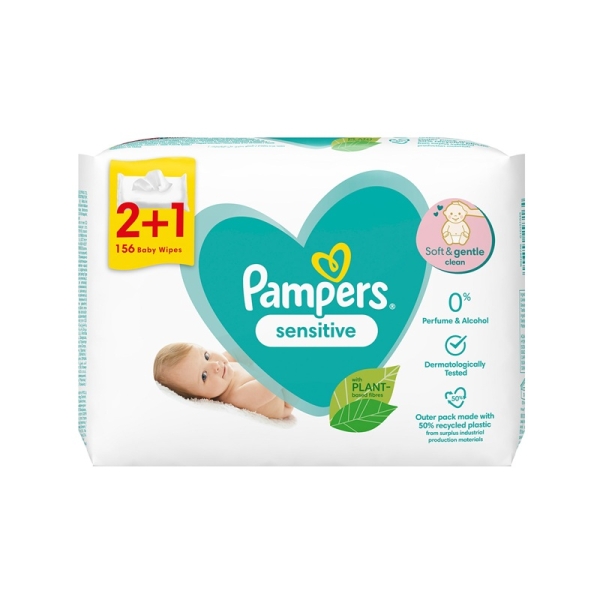 PAMPERS ΜΩΡΟΜΑΝΤΗΛΑ 3x52τεμ SENSITIVE
