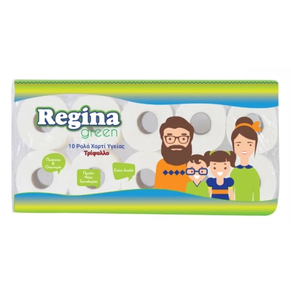 REGINA GREEN ΧΑΡΤΙ ΥΓΕΙΑΣ 85gr - 10 ΡΟΛΑ/3Φ